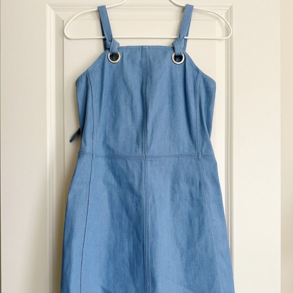 Women's Designer NWT Rag & Bone Pale Blue Suffolk Mini Cotton Denim Dress Sz 4